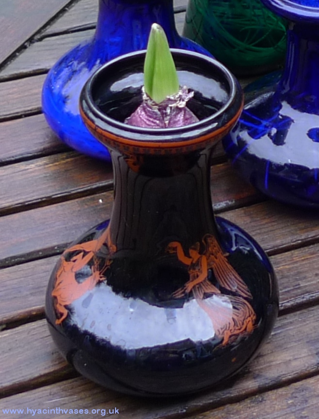 black painted terracotta hyacinth vase